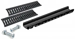 Комплект: Лоток Европартнер 60 мм с пластиковыми решетками черными Ромбы 1 метр 0